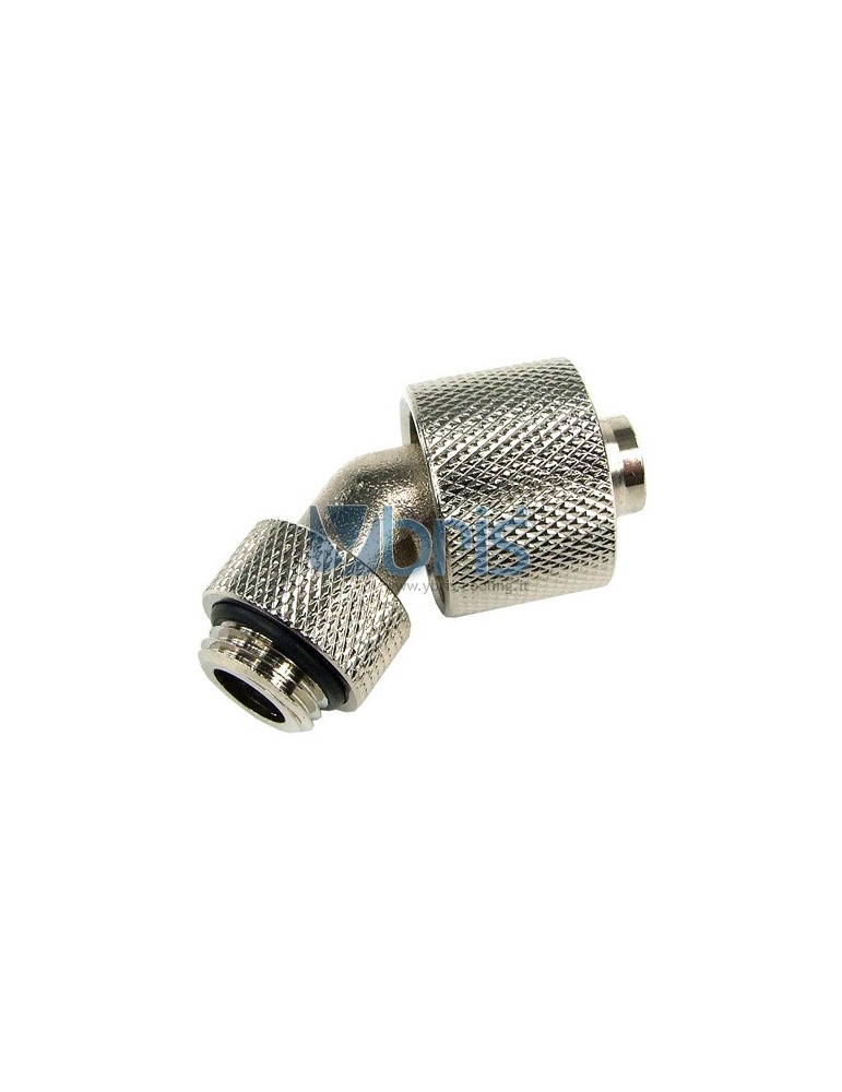 Raccordo Compressione 1/4G  45° tubo 10/16mm  silver nikel Phobya - 1