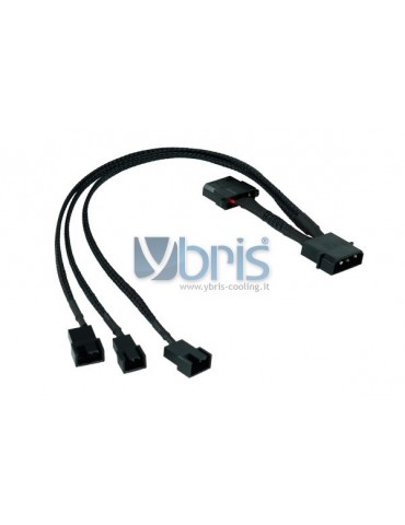 Phobya Y-adaptor 4Pin Molex to 2x 4Pin PWM and 3Pin 30cm - black