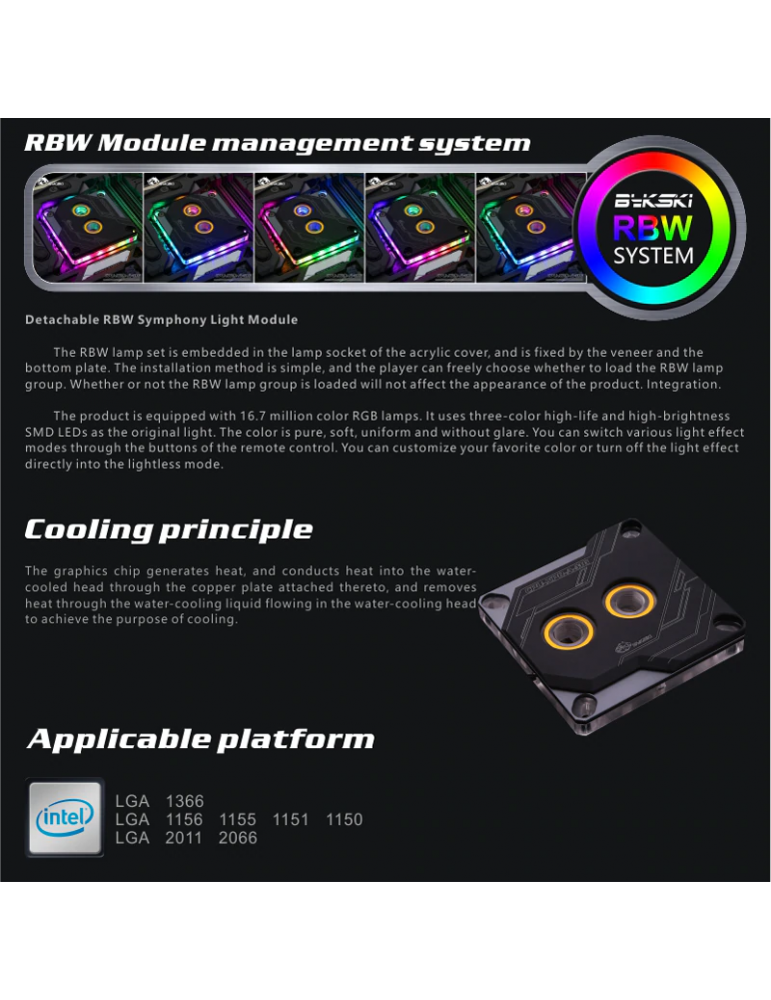 Bykski Waterblock Intel - CPU-XPR-A-MG - Black - D-RGB Bykski - 5