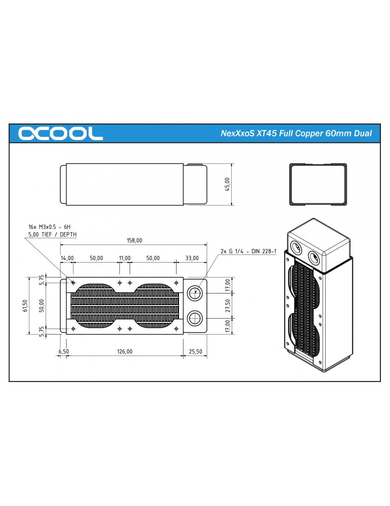 Alphacool NexXxoS XT45 Full Copper 2x60mm Dual radiator Alphacool - 3