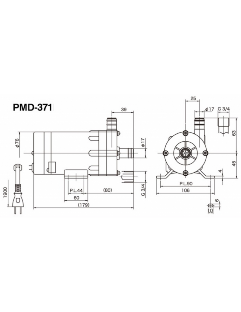 SANSO PMD-371  pompa 220V AC Attacchi PORTATUBO Sanso - 3