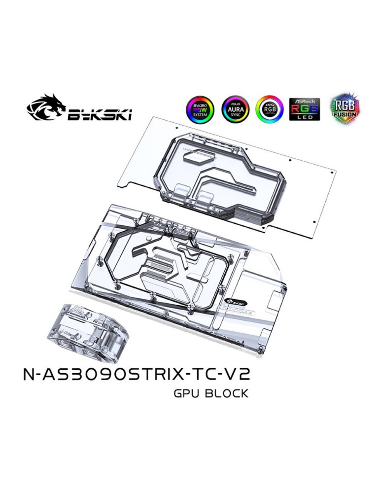 Bykski Waterblock D-RGB 3080/3090 ASUS ROG STRIX + Active Backplate - N-AS3090STRIX-TC-V2 Bykski - 3