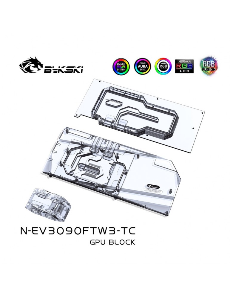 Bykski Waterblock D-RGB 3080/3090 EVGA FTW3 + Active Backplate - N-EV3090FTW3-TC Bykski - 3