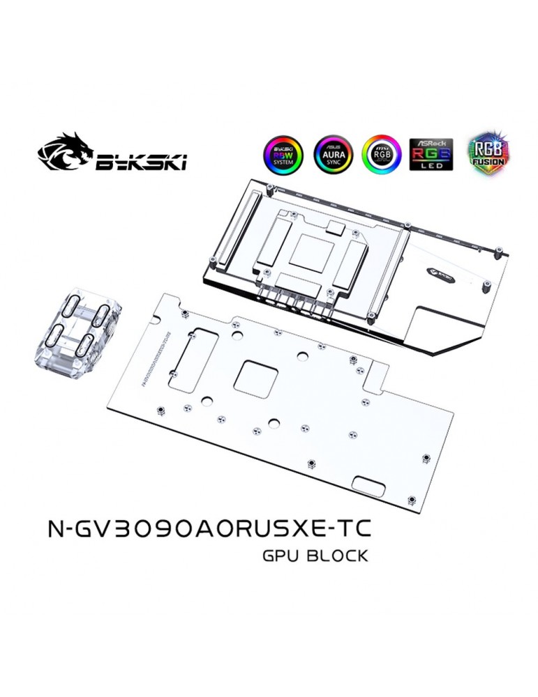 Bykski Waterblock D-RGB 3080/3090 Aorus Extreme + Active Backplate - N-EV3090AORUSXE-TC Bykski - 3