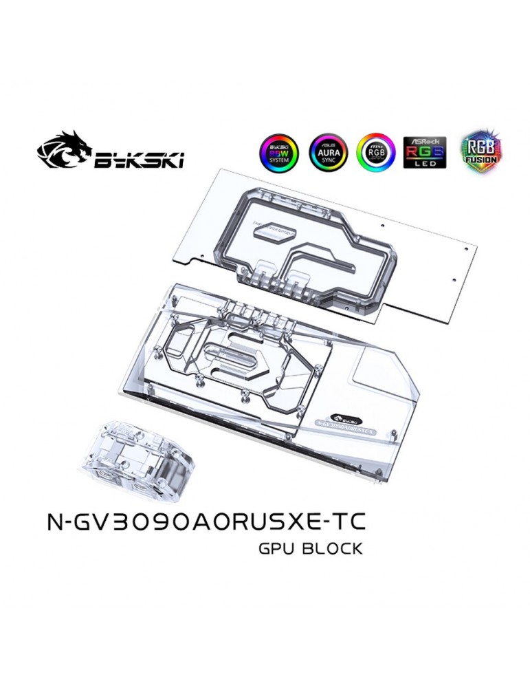 Bykski Waterblock D-RGB 3080/3090 Aorus Extreme + Active Backplate - N-EV3090AORUSXE-TC Bykski - 4