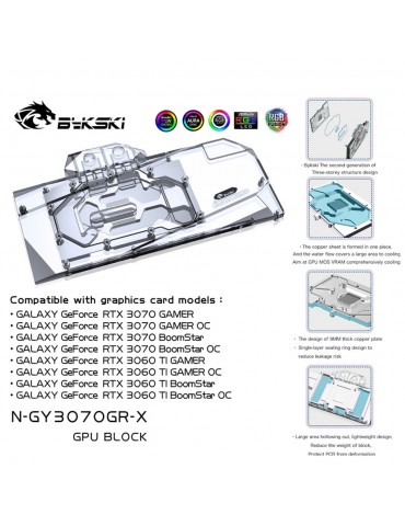 Bykski Waterblock GPU Galax / KFA² Gamer OC 3070/3060Ti (incl. Backplate) N-GY3070GR-X