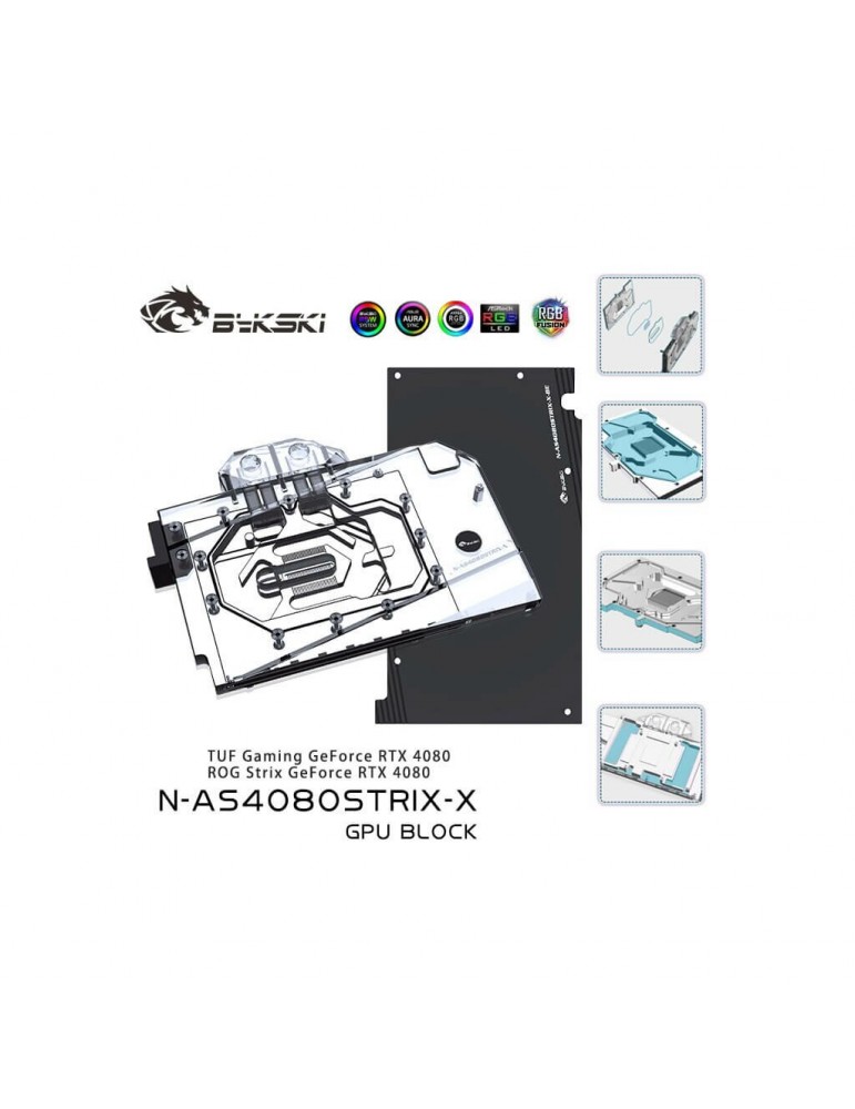 Bykski Waterblock GPU Asus STRIX / TUF 4080 incl. Backplate (N-AS4080STRIX-X) Bykski - 1