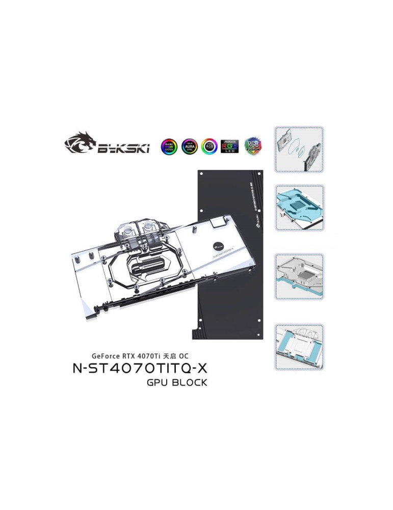 Bykski Waterblock GPU ZOTAC 4070 Ti AMP Extreme Airo (incl. Backplate) N-ST4070TITQ-X Bykski - 1